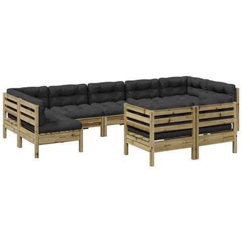 Set Divani da Giardino 9pz con Cuscini Legno Impregnato di Pino - Foto 1