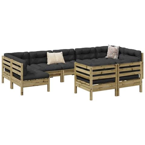 Set Divani da Giardino 9pz con Cuscini Legno Impregnato di Pino - Foto 2
