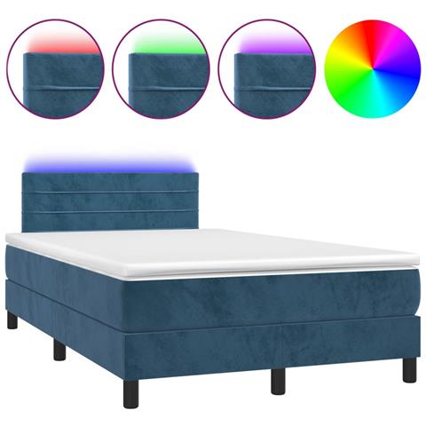Letto a Molle con Materasso e LED Blu Scuro 120x200cm - Foto 1