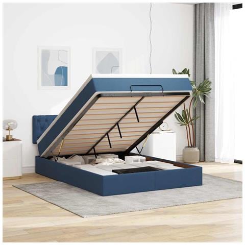 Pouf Letto con Materasso e LED Blu 140x190 cm - Foto 2