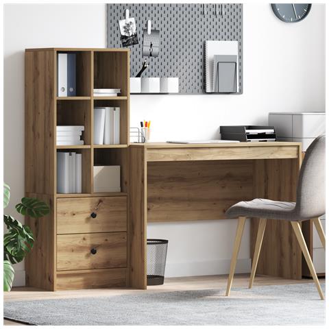 Scrivania con Magazzino Quercia Artigianale Legno Ingegnerizzato - Foto 2