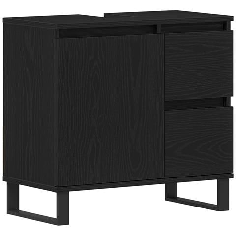 Mobile bagno vitaXL Nero Rovere 65x33x60 cm Legno ingegnerizzato - Foto 1