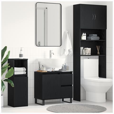 Mobile bagno vitaXL Nero Rovere 65x33x60 cm Legno ingegnerizzato - Foto 2