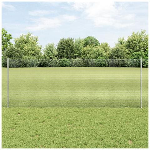 Recinzione in filo saldato con 11 pali U argentati 0.8x25 m in acciaio - Foto 2