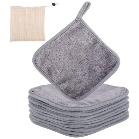 Set Di Panni Struccanti In Microfibra, 9 Pezzi, 15 X 15 Cm, Grigio - Foto 1