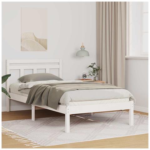 Struttura del letto Bianco Legno di pino massello - Foto 2