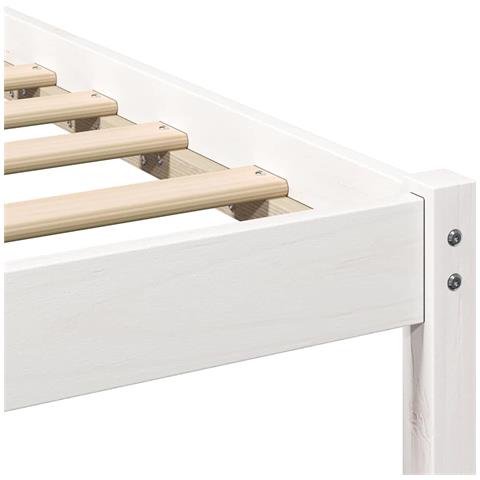 Struttura del letto Bianco Legno di pino massello - Foto 9