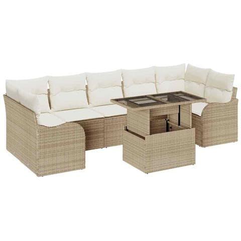 Set Divano da Giardino 8 pcs Beige 100 x 55 x 73 cm Poly Rattan - Foto 1