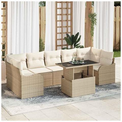 Set Divano da Giardino 8 pcs Beige 100 x 55 x 73 cm Poly Rattan - Foto 2