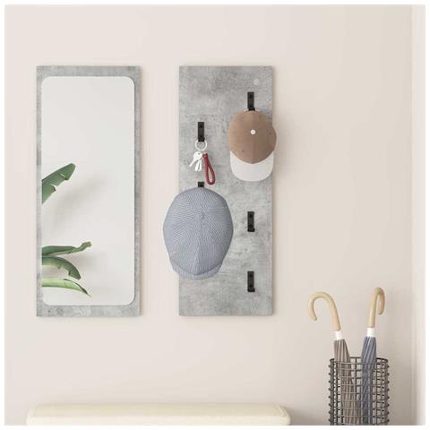 Appendiabiti a muro Grigio cemento 30 x 1.5 x 80 cm - Foto 2