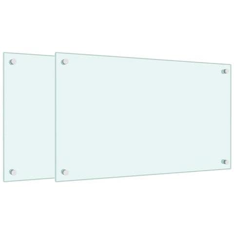 Paraschizzi per Cucina 2 pz Bianchi 70x40 cm in Vetro Temperato - Foto 1