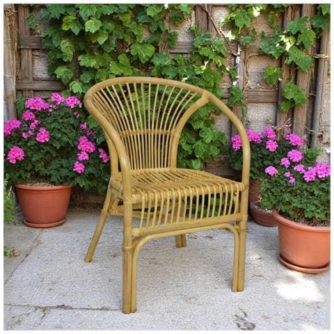Poltrona Sedia Da Giardino Maya In Legno Di Bambu E Vimini Naturale - Foto 1