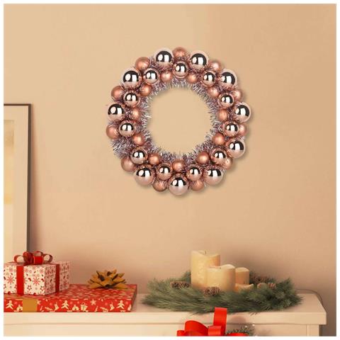 Corone di Palline di Natale 2 pcs Oro rosa 33 x 33 x 7 cm - Foto 2