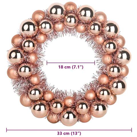 Corone di Palline di Natale 2 pcs Oro rosa 33 x 33 x 7 cm - Foto 8