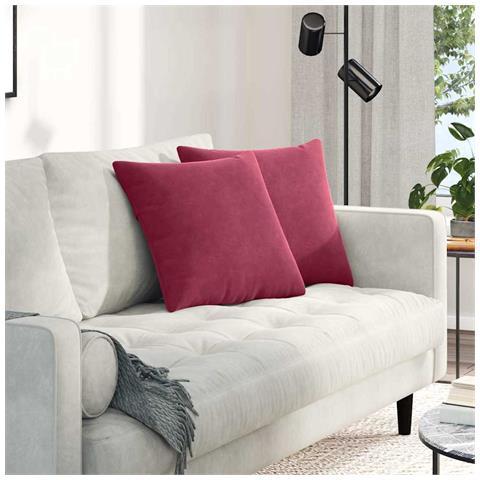 Cuscini da Divano 2 pcs Rosso Vino 45 x 45 cm Tessuto in Cords - Foto 2