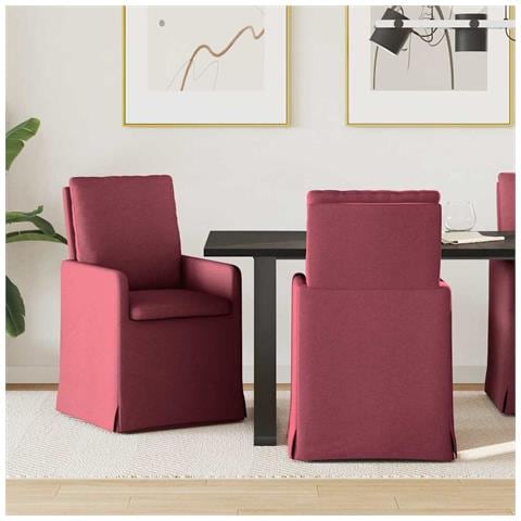 Sedie da pranzo 2 pcs Rosso vino 57 x 67 x 98 cm Tessuto - Foto 2