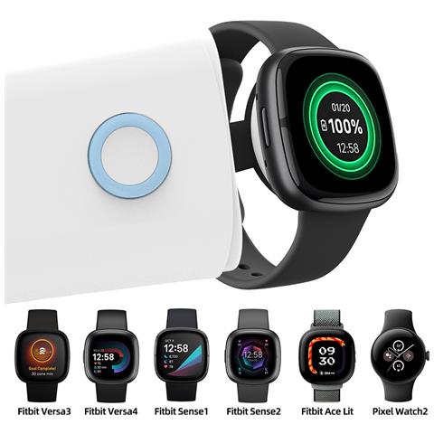 Caricabatterie Compatibile Con Google Fitbit Versa 3/4/sense 1/2/ace Lte Smartwatch - Ricarica Rapida E Affidabile White - Foto 4