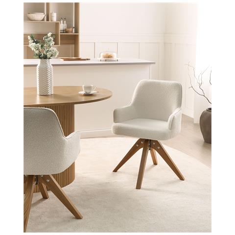 Set Di 2 Sedie Da Pranzo Sylvania Bouclé Bianco Sporco - Foto 1