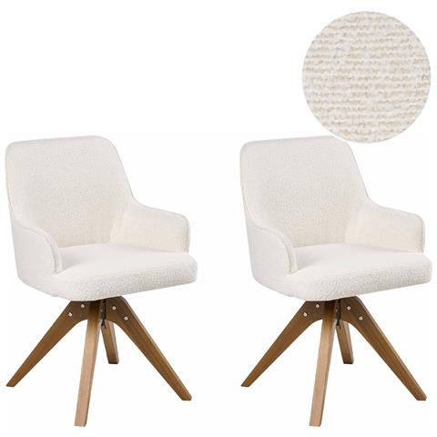 Set Di 2 Sedie Da Pranzo Sylvania Bouclé Bianco Sporco - Foto 2