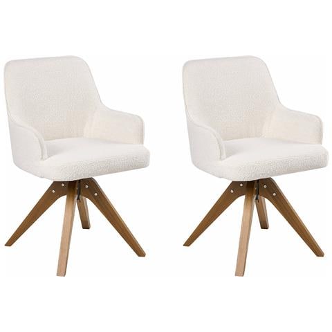 Set Di 2 Sedie Da Pranzo Sylvania Bouclé Bianco Sporco - Foto 8