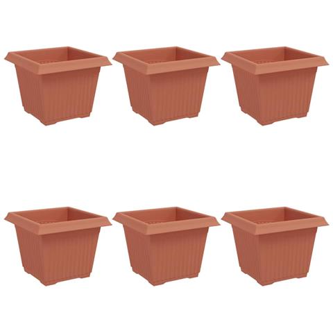 Vaso quadrato per fiori 6 pcs Rosso Mattone 23 x 23 x 17,5 cm - Foto 1