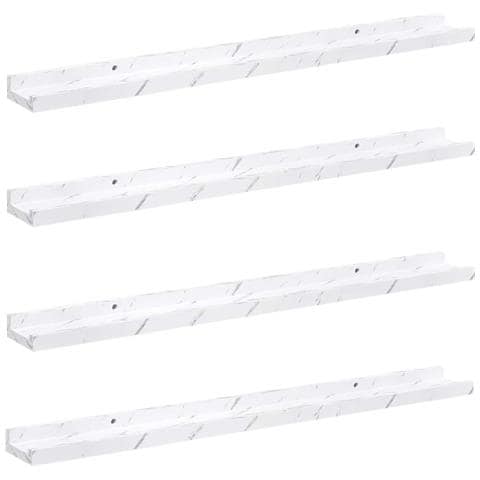 Scaffale da parete 4 pcs Marmo Bianco 80 x 9 x 3 cm - Foto 1