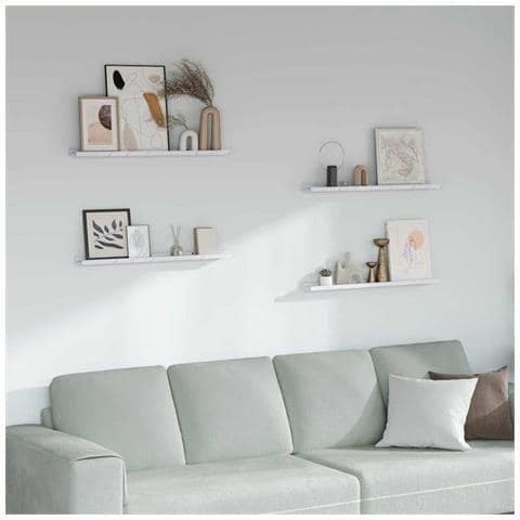 Scaffale da parete 4 pcs Marmo Bianco 80 x 9 x 3 cm - Foto 2
