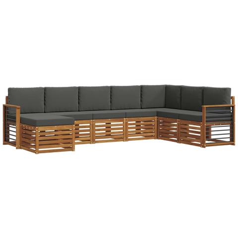 Set divani 8 pcs Naturale e Antracite Legno di Acacia Massello - Foto 1