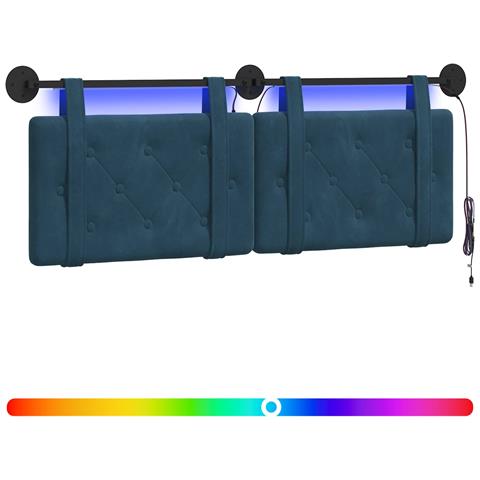 Testiera sospesa Con luce LED Blu Velluto - Foto 1