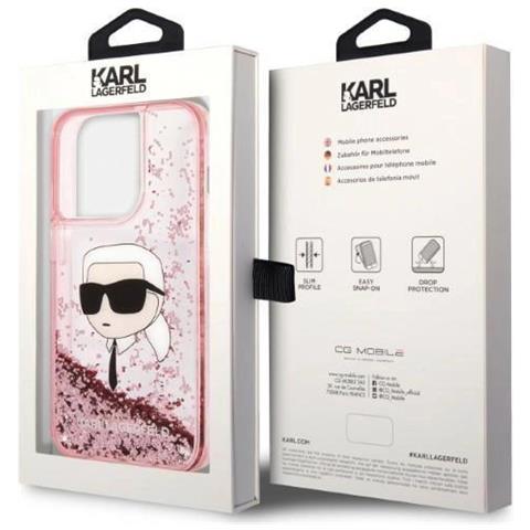 Custodia Iphone 14 Pro Glitter Karl's Head - Rosa - Foto 1