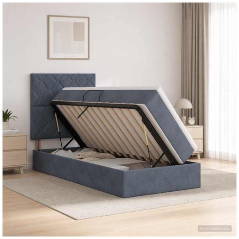 Letto con contenitore LED e materasso Grigio Scuro 90 x 200 cm - Foto 2