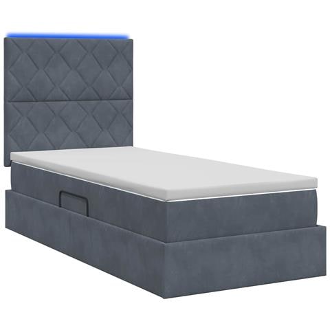 Letto con contenitore LED e materasso Grigio Scuro 90 x 200 cm - Foto 9