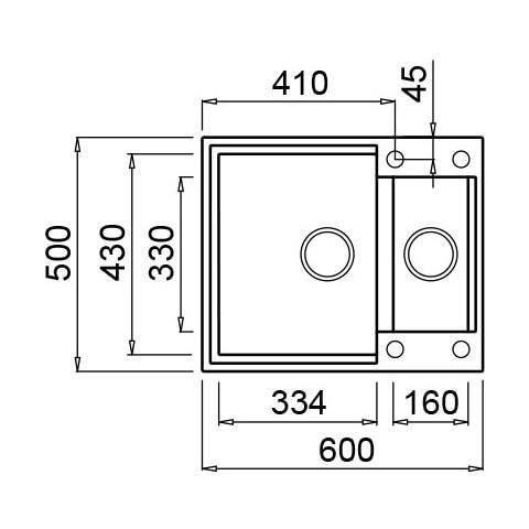 Lavello Easy 150 Granitek 60x50 cm 1 vasca e vaschetta Colore Grigio Cemento 48 - Foto 2