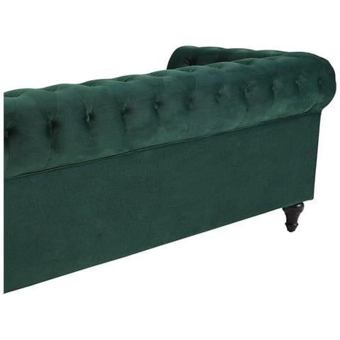 Divano Vintage A 3 Posti In Tessuto Verde Chesterfield - Foto 24