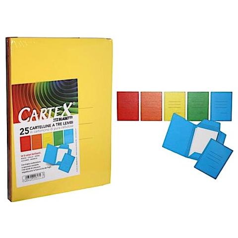 Confezione 25 Cartelline 3 Lembi In Cartoncino Cm 24,5x33,5 Colori Assortiti - Foto 1