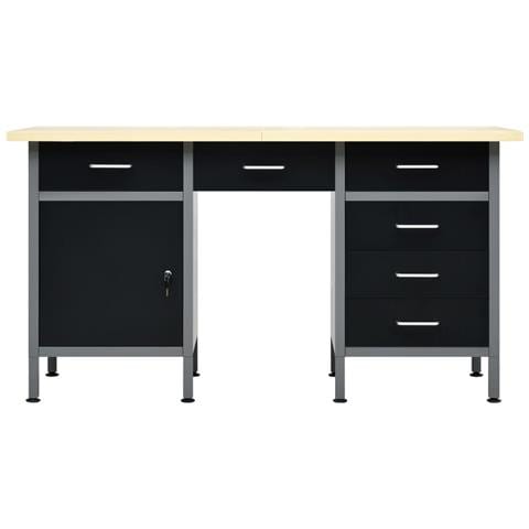 Banco da Lavoro Nero 160x60x85 cm in Acciaio - Foto 2