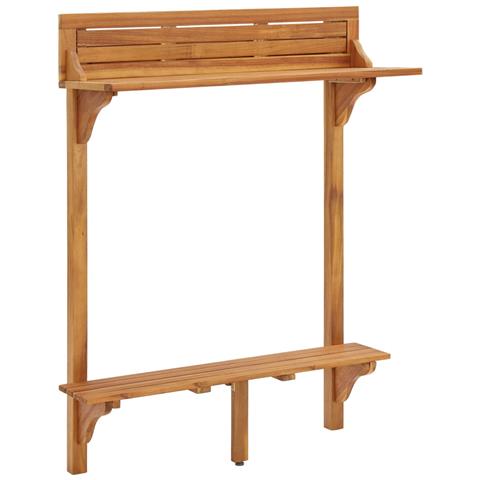 Tavolo Da Bar Da Balcone 90x37x122,5 Cm In Massello Di Acacia - Foto 1