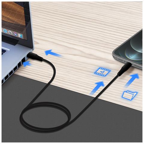 Cavo Lightning Verso Usb-c Per Iphone / Ipad 3a Con Sistema Anti-nodi 1m, Nero - Foto 10