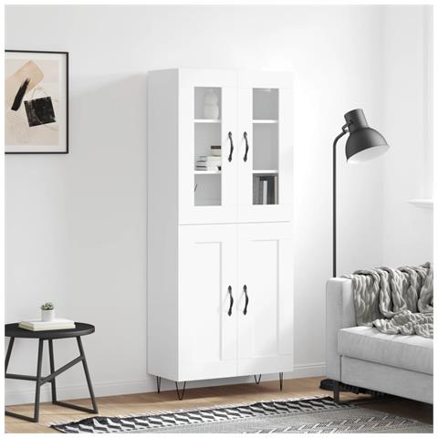 Credenza Bianca 69,5x34x180 Cm In Legno Multistrato - Foto 6