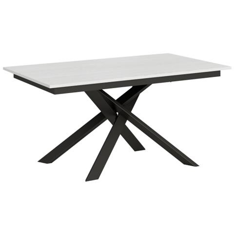Tavolo Allungabile 90x160/220 Cm Ganty - Bordo In Tinta Telaio Antracite - Bianco Frassino - Foto 1
