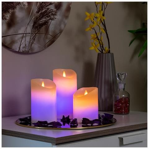 Candele A Led Multicolor Effetto Fiamma Con Telecomando Lendles 3 Unità - Foto 1