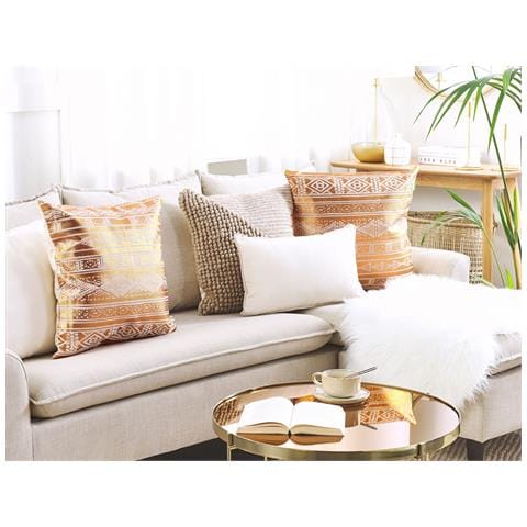 Set Di 2 Cuscini Oujda Cotone 50 X 50 Cm Rame Trama Geometrica - Foto 1
