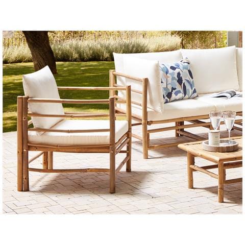 Poltrona Da Giardino Bambù Bianco Sporco Cerreto - Foto 1