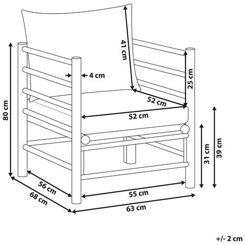 Poltrona Da Giardino Bambù Bianco Sporco Cerreto - Foto 2
