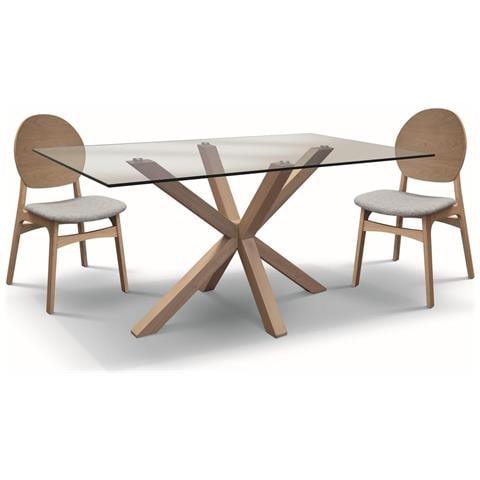 Set Tavolo Moderno Legno E Vetro Con 4 Sedie Imbottite - Foto 1