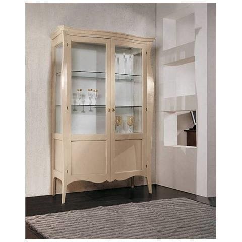 Vetrina Classica In Legno 2 Porte Avorio 130x50x200 - Foto 1