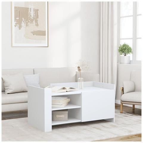 Tavolino Da Salotto Bianco 100x50x50 Cm In Legno Multistrato - Foto 1