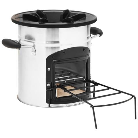 Stufa a Legna da Campeggio Argento 45,5x33x25,5 cm Acciaio Inox - Foto 1