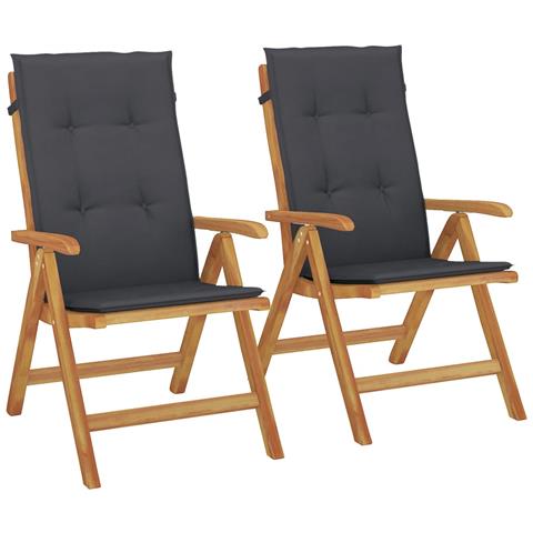 Sedie da Giardino Reclinabili con Cuscini 2 pz in Legno di Teak - Foto 1