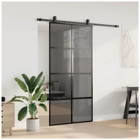 Porta Scorrevole Ferramenta Nera 102,5x205 cm Vetro Temperato - Foto 8